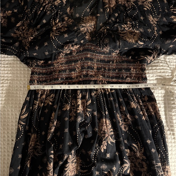 Free People Black and Brown Floral Long Sleeve Dress - Picture 4 of 4